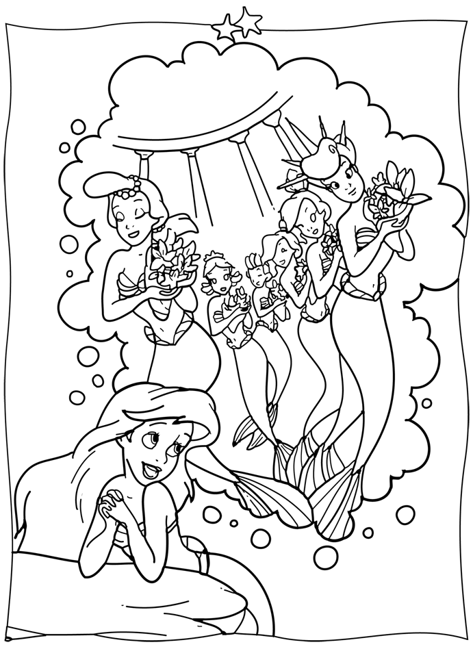 Coloriages Les Princesses Disney - Arielle La Petite sirène 