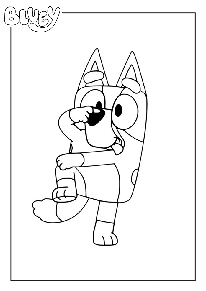 Bluey fait des grimaces coloriages