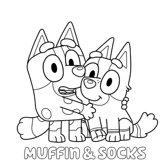 Muffin et socks coloriages