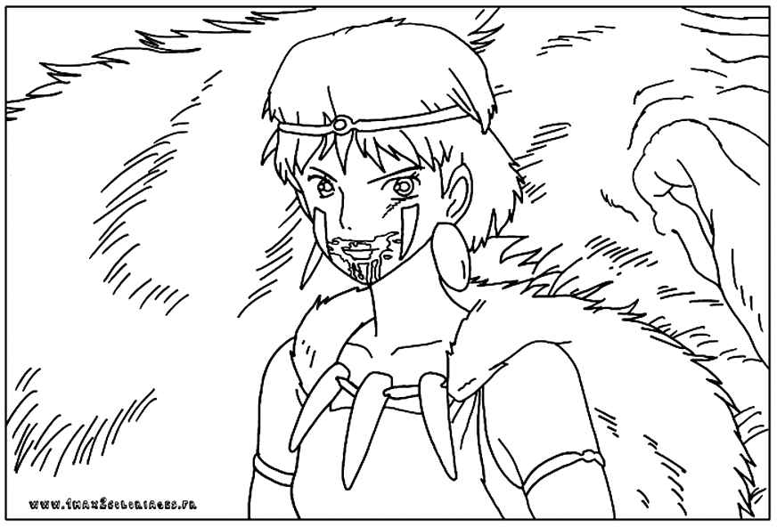 Princess Mononoke Coloring Pages Sketch Coloring Page