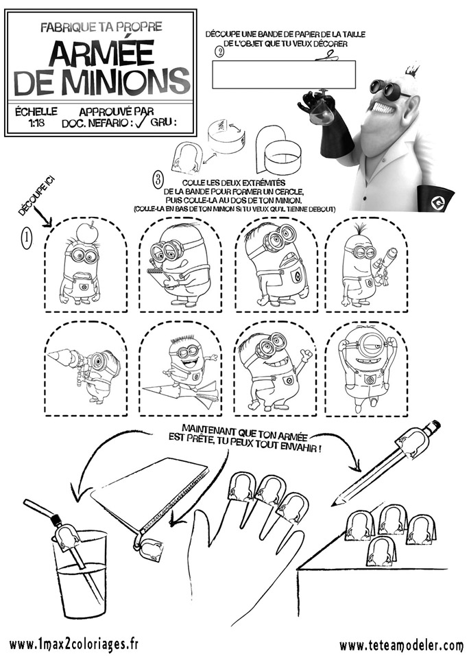 coloriage Une armée de minions à fabriquer