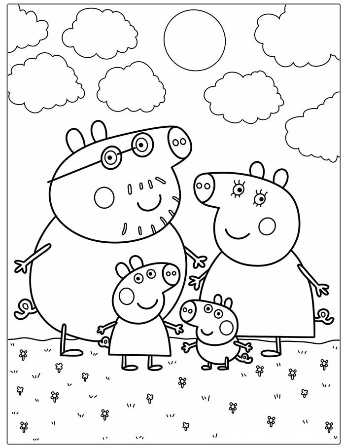 coloriage peppa pig dans les pres