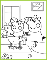 coloriage peppa joue a cheval