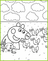 coloriage peppa et les canards