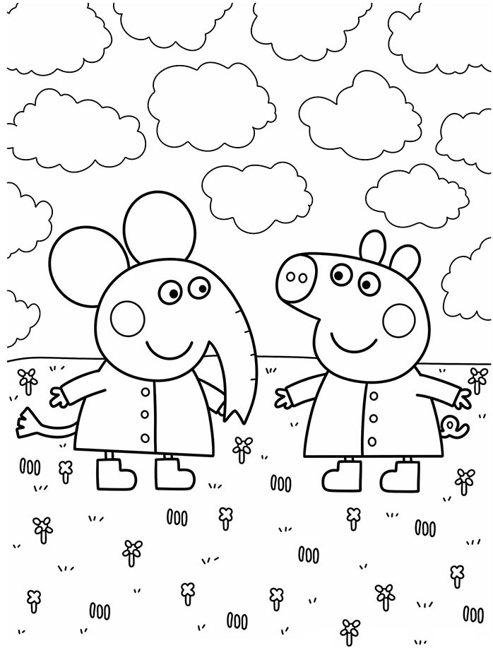 coloriage peppa pig et son amie emilie