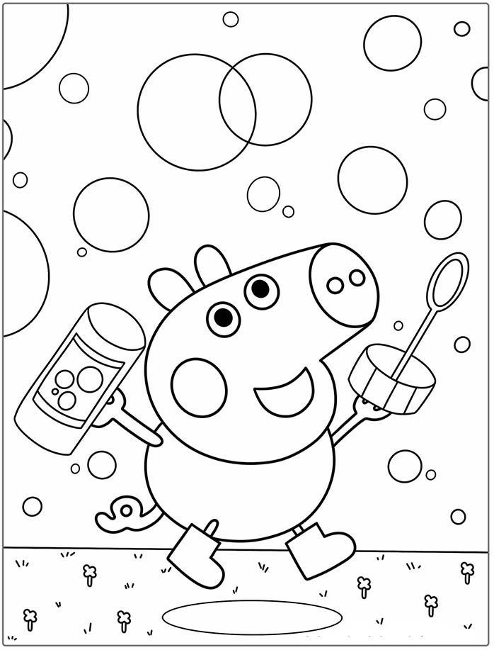 coloriage peppa fait des bulles