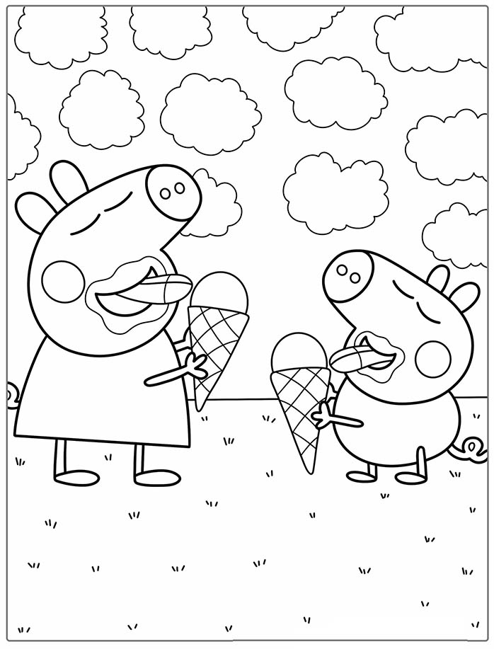 coloriage peppa mange une glace