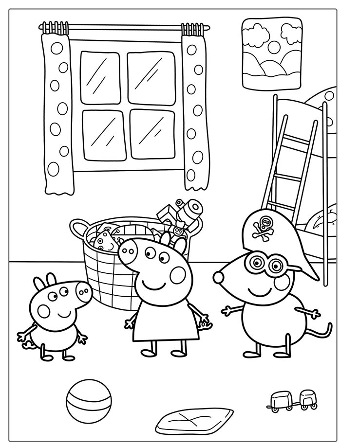 coloriage peppa joue avec ses amis