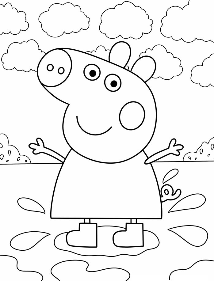 coloriage peppa joue dans l'eau