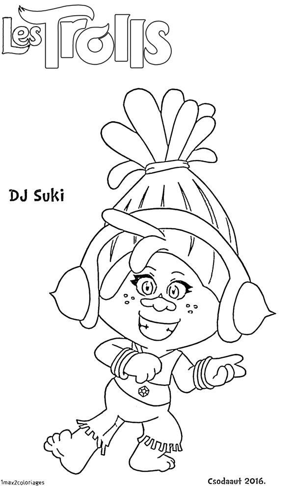 coloriage troll DJ Sukit